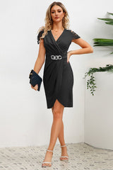 Gaia Elegant Dress With V - Neck - Tevqa