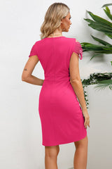 Gaia Elegant Dress With V - Neck - Tevqa