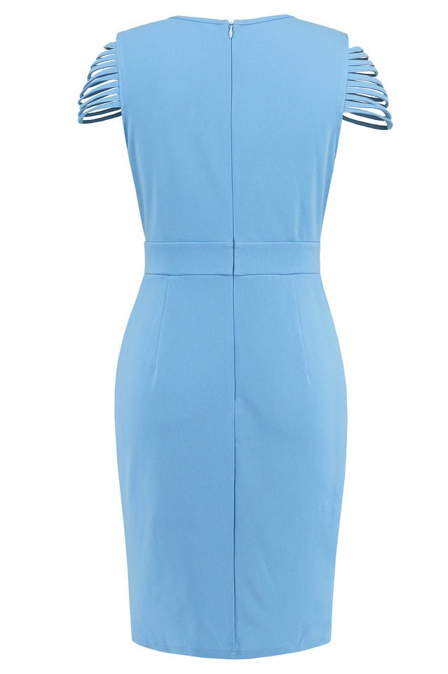 Gaia Elegant Dress With V - Neck - Tevqa