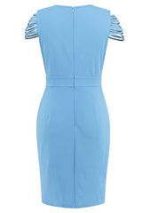 Gaia Elegant Dress With V - Neck - Tevqa