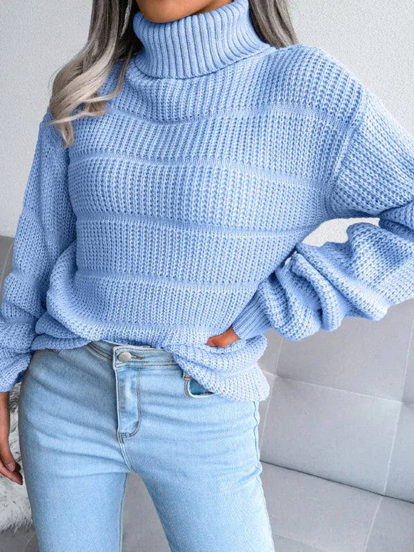 Chunky knit turtleneck sweater - View 10 | TEVQA