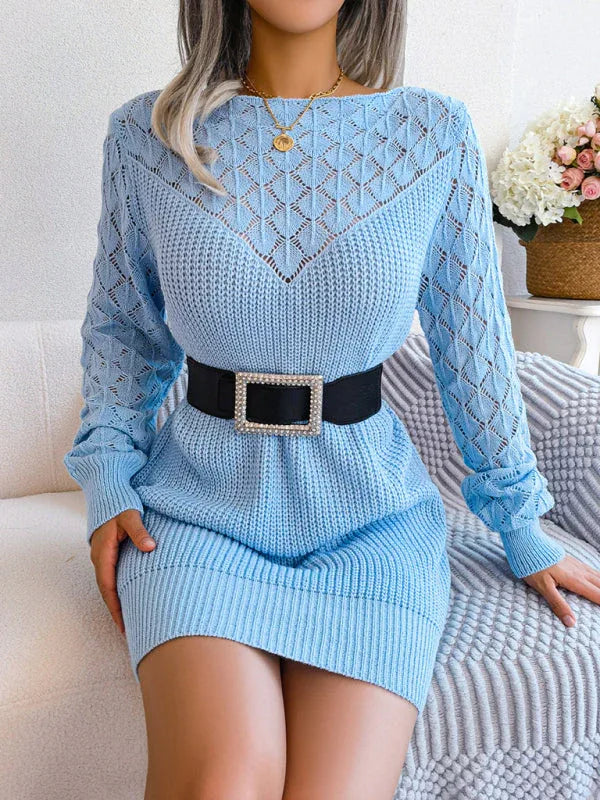 Dusty Pink Knit Sweater Dress - View 9 | TEVQA