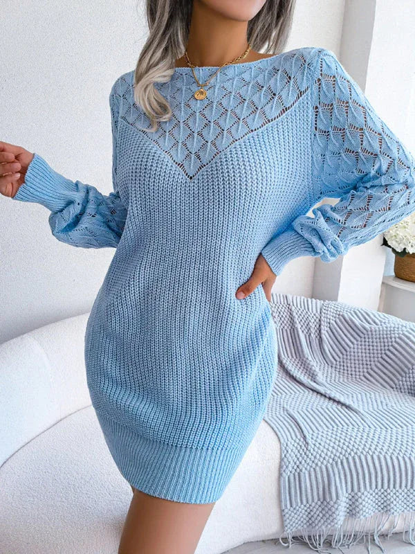 Dusty Pink Knit Sweater Dress - View 7 | TEVQA
