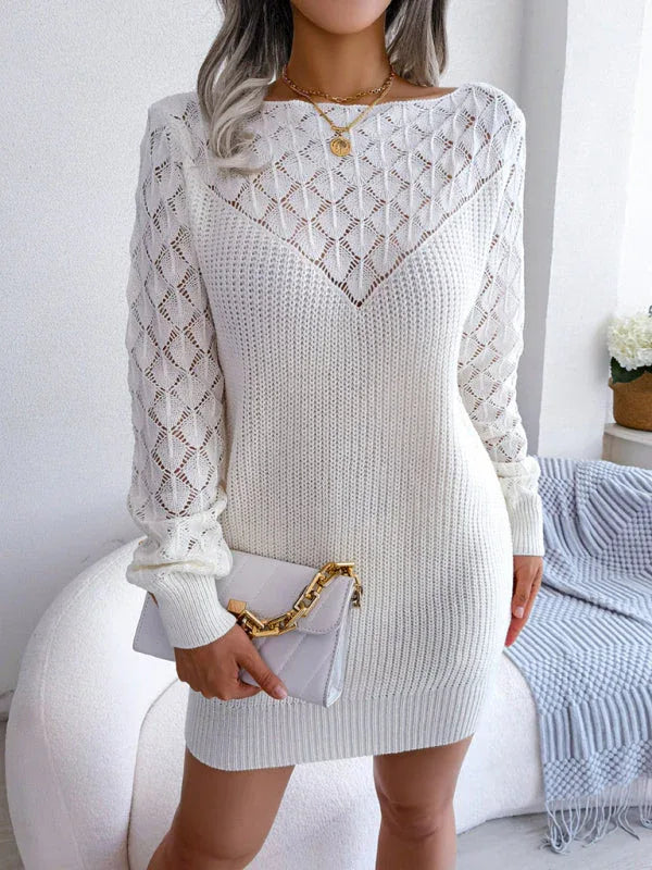 Dusty Pink Knit Sweater Dress - View 12 | TEVQA