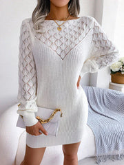 Dusty Pink Knit Sweater Dress - View 13 | TEVQA