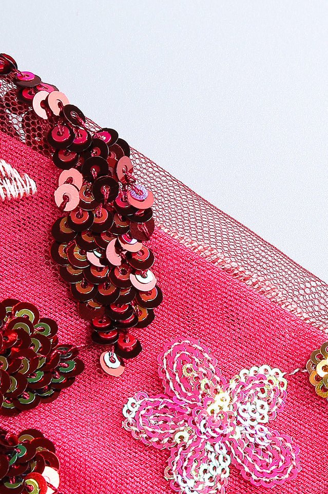 Jangeel Pink Slit Sequin Dress - Tevqa