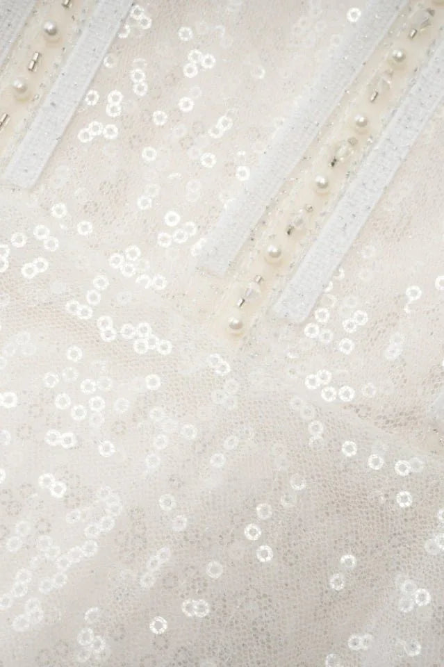 Kamiyah White Mesh Midi Dress - View 9 | TEVQA