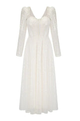 Kamiyah White Mesh Midi Dress - View 6 | TEVQA