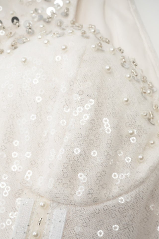 Kamiyah White Mesh Midi Dress - Tevqa