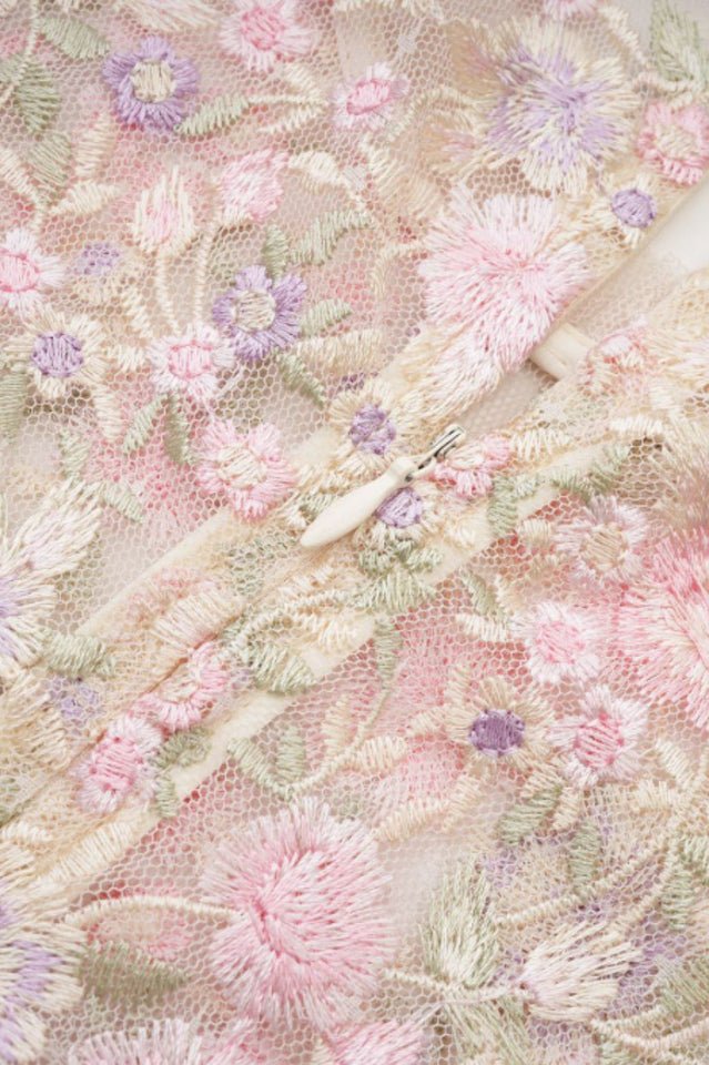 Lavish Embroidered Tulle Maxi Dress - Tevqa