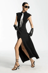 Liberty Midi Dress With Tie Detail - Tevqa