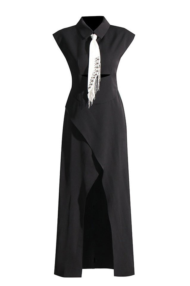 Liberty Midi Dress With Tie Detail - Tevqa