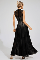 Lucas Black Lace Sleeveless Dress - Tevqa