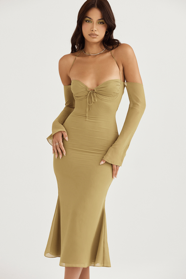 Naomi Halter Midi Dress - Tevqa
