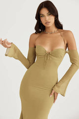 Espresso Halter Midi Dress - View 8 | TEVQA