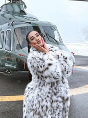 Opulent Spotted Faux Fur Maxi Coat - View 8 | TEVQA