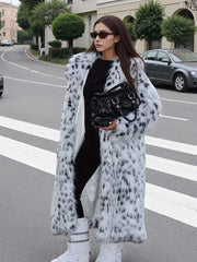 Opulent Spotted Faux Fur Maxi Coat - View 9 | TEVQA