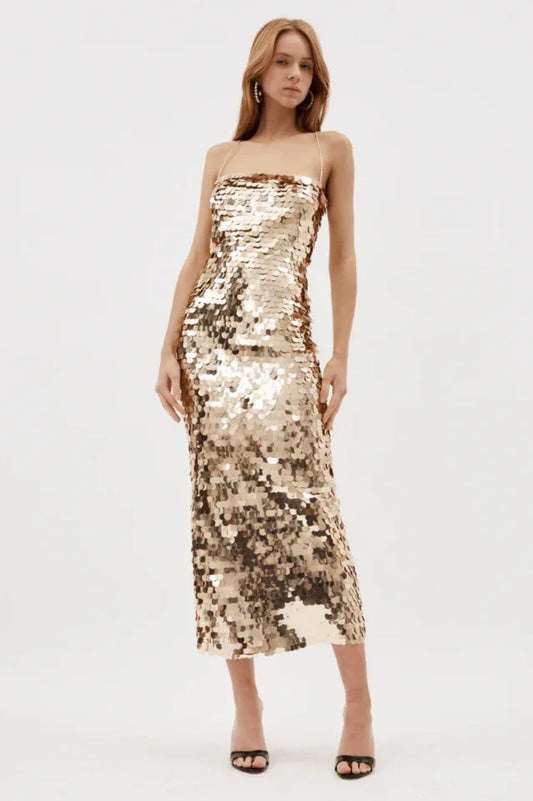 Phoenix Sequin Slip Dress - TEVQA