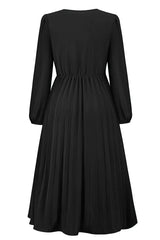 V-neck Pleated Midi Dress - View 24 | TEVQA