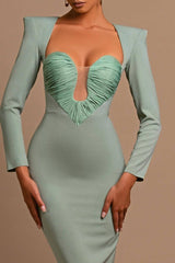 Pleated Sweetheart Bodycon Maxi Dress - Tevqa