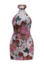 Sequined floral mini dress with halter neckline - View 6 | TEVQA