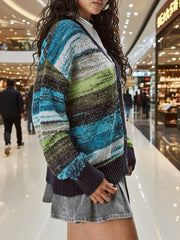 Retro Space-Dye Gradient Cardigan - View 11 | TEVQA