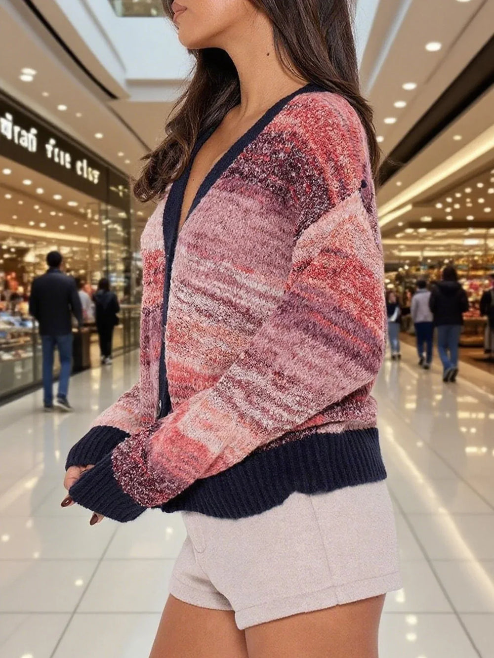 Retro Space-Dye Gradient Cardigan - View 8 | TEVQA