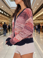Retro Space-Dye Gradient Cardigan - View 8 | TEVQA