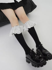 Ruffled Lace Knee High Socks Coquette Balletcore - TEVQA
