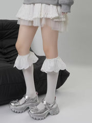 Ruffled Lace Knee High Socks Coquette Balletcore - TEVQA
