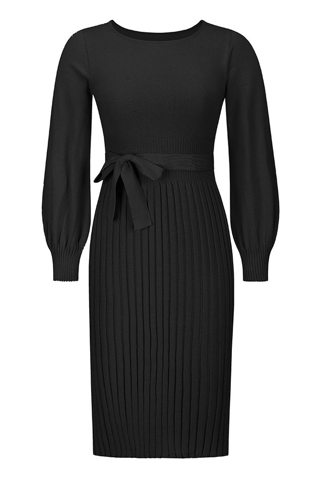 Sheath Ruched Long Sleeve Knit Dress - Tevqa