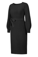 Sheath Ruched Long Sleeve Knit Dress - Tevqa