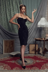 The Black Iris Pleated Midi Dress - TEVQA