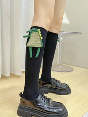 Unisex Ribbed Cotton Socks with 3D Dragon Spikes - TEVQA