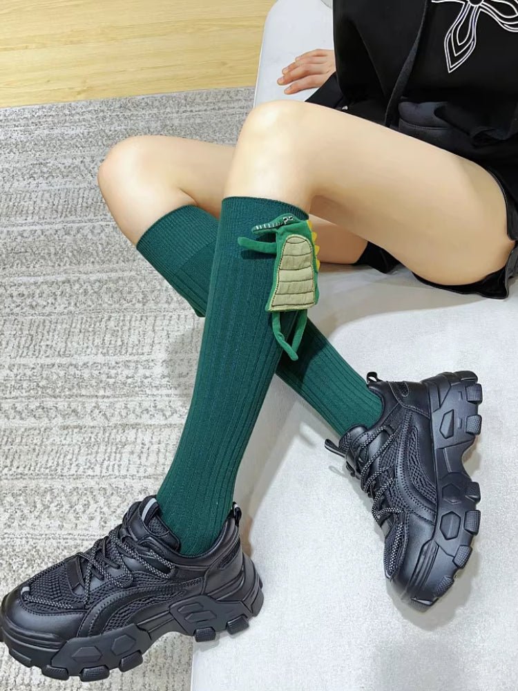 Unisex Ribbed Cotton Socks with 3D Dragon Spikes - TEVQA