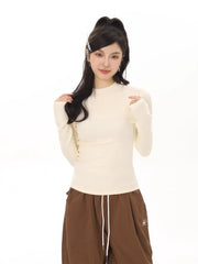 Women's Mock Neck Brushed Seamless Knit Top Slim Fit Long Sleeve - TEVQA