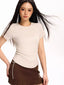 Women's Ruched Waist Slim Fit Knit Top - TEVQA