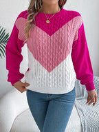 Colorblock cable knit sweater - View 13 | TEVQA