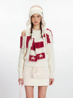 Y2K Winter Coquette Cold Shoulder Sweater - TEVQA