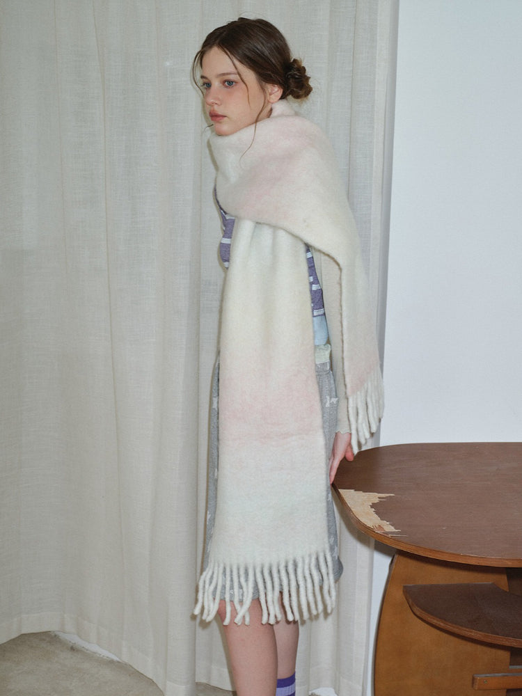 Ombré Wool Blend Gradient Scarf