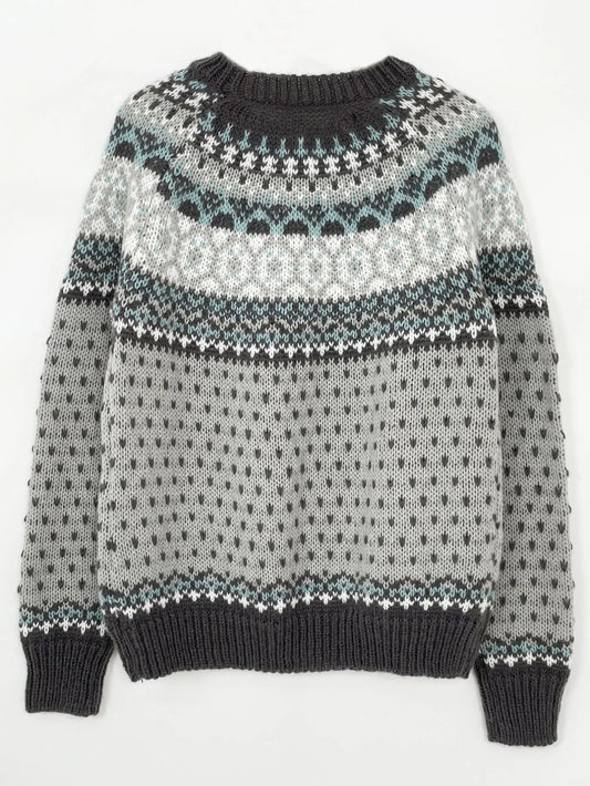 Vintage Fair Isle Jacquard Knit Sweater - TEVQA