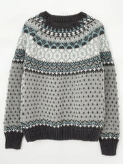Vintage Fair Isle Jacquard Knit Sweater - TEVQA
