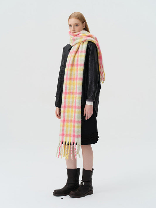 Dopamine Pastel Rainbow Plaid Scarf