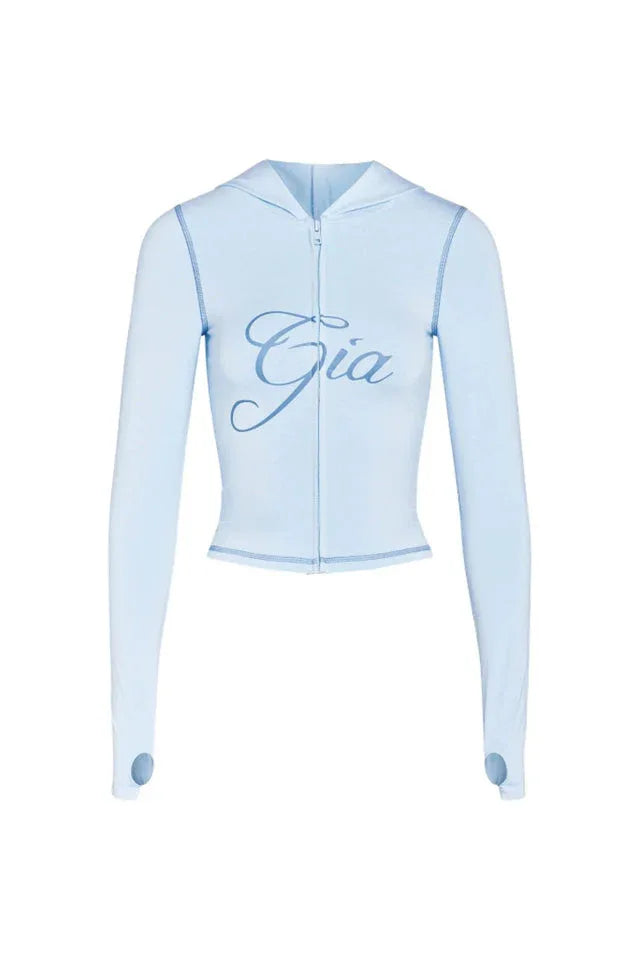 Fitted knit hoodie and trackpant set with V-neckline and thumbholes - View 29 | TEVQA
