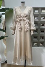 Floral Appliqué Midi Dress - View 10 | TEVQA