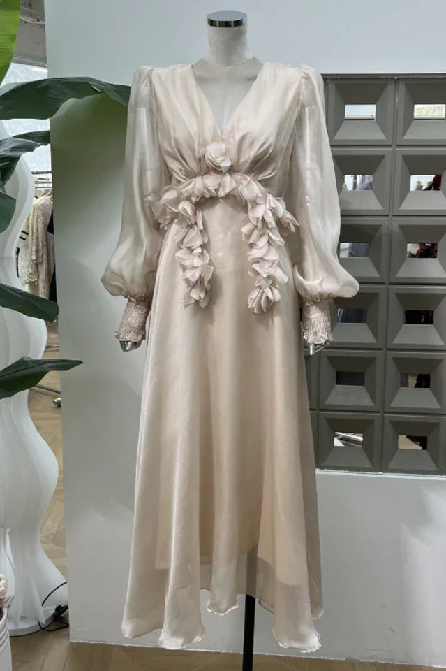 Floral Appliqué Midi Dress - View 10 | TEVQA