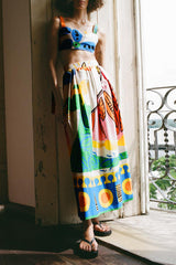 Printed Crop Top + Midi Skirt Set | Dress In Beauty