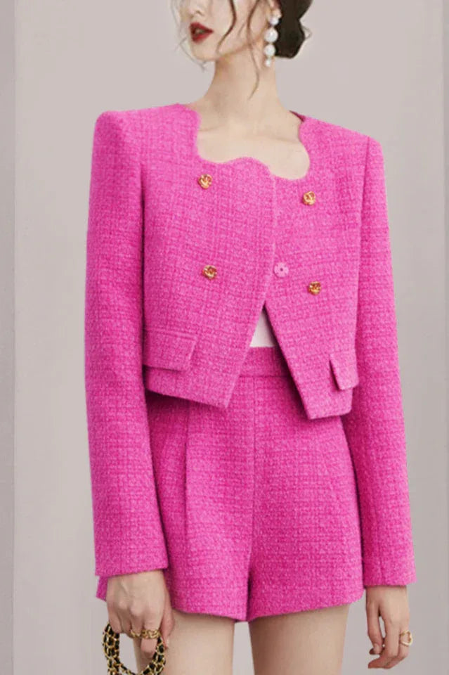Textured Tweed Jacket and Shorts Set Secondary image