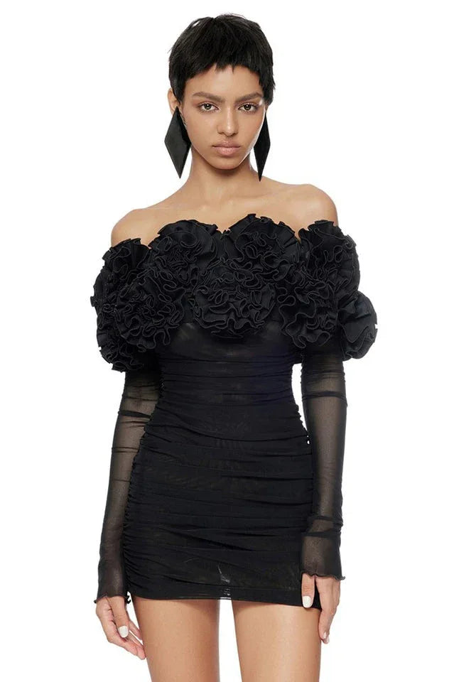 Amity Long Sleeve Tulle Floral Dress - TEVQA