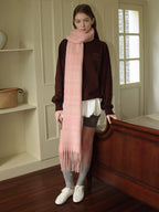 Brushed plaid wool blend scarf - View 8 | TEVQA